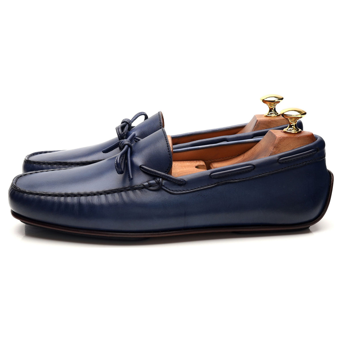 &#39;80802&#39; Navy Blue Leather Driving Loafers UK 6 - 10