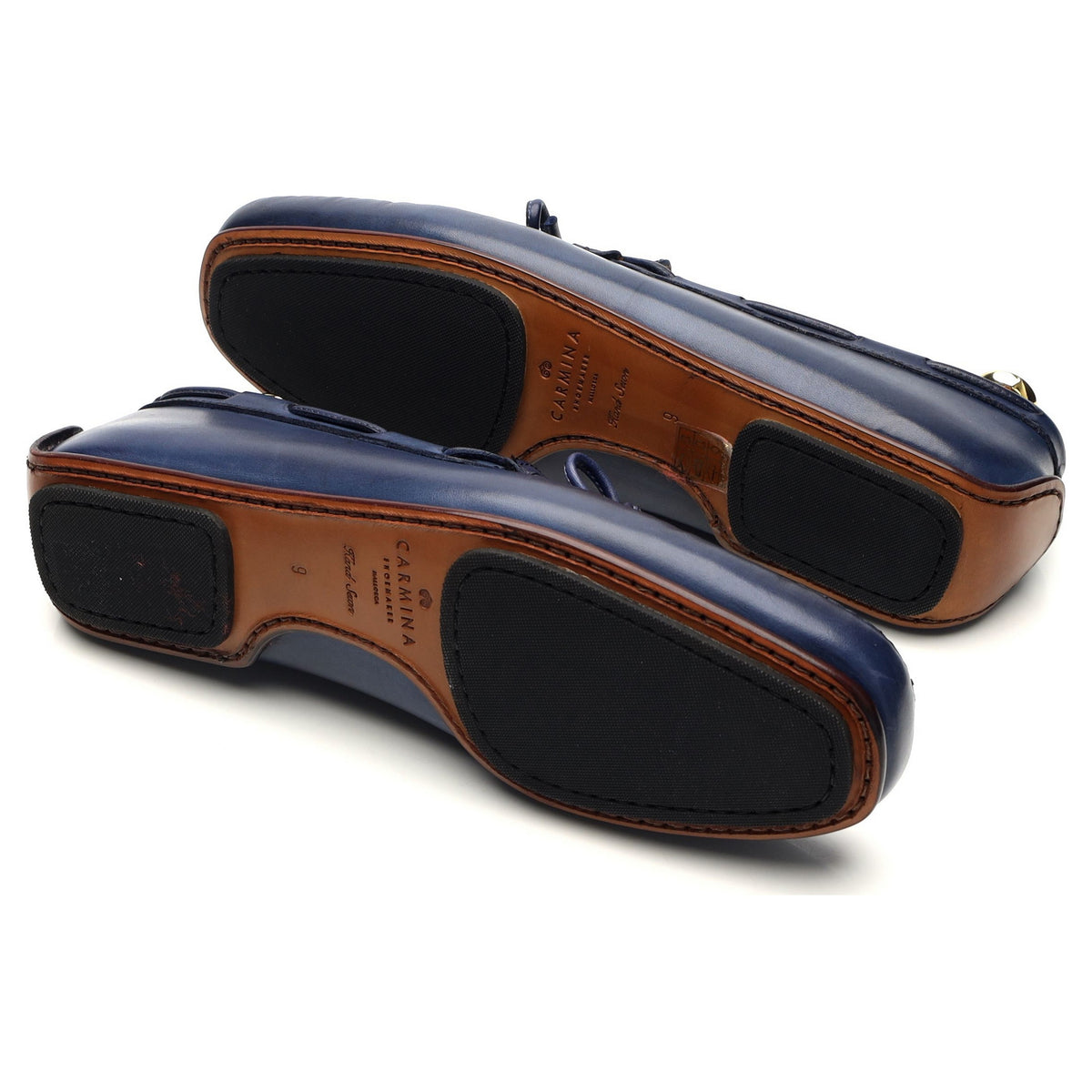 &#39;80802&#39; Navy Blue Leather Driving Loafers UK 6 - 10