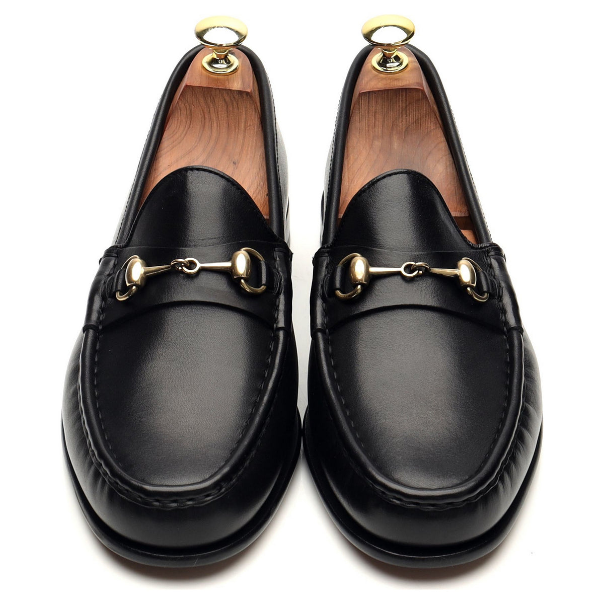 &#39;80746&#39; Black Leather Horsebit Loafers UK 7 - 11