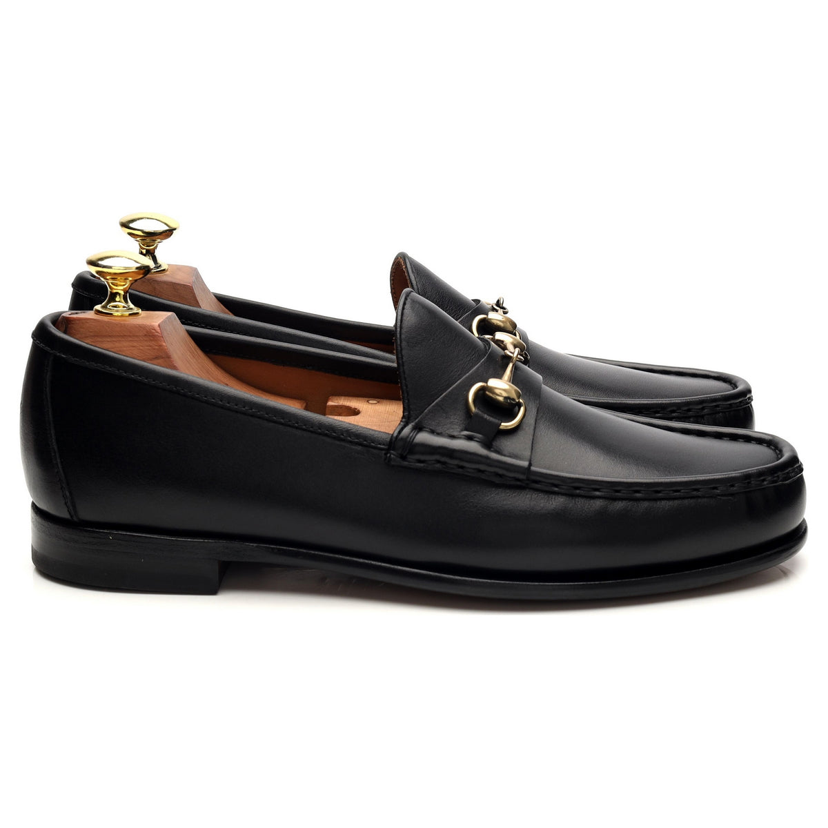 &#39;80746&#39; Black Leather Horsebit Loafers UK 7 - 11