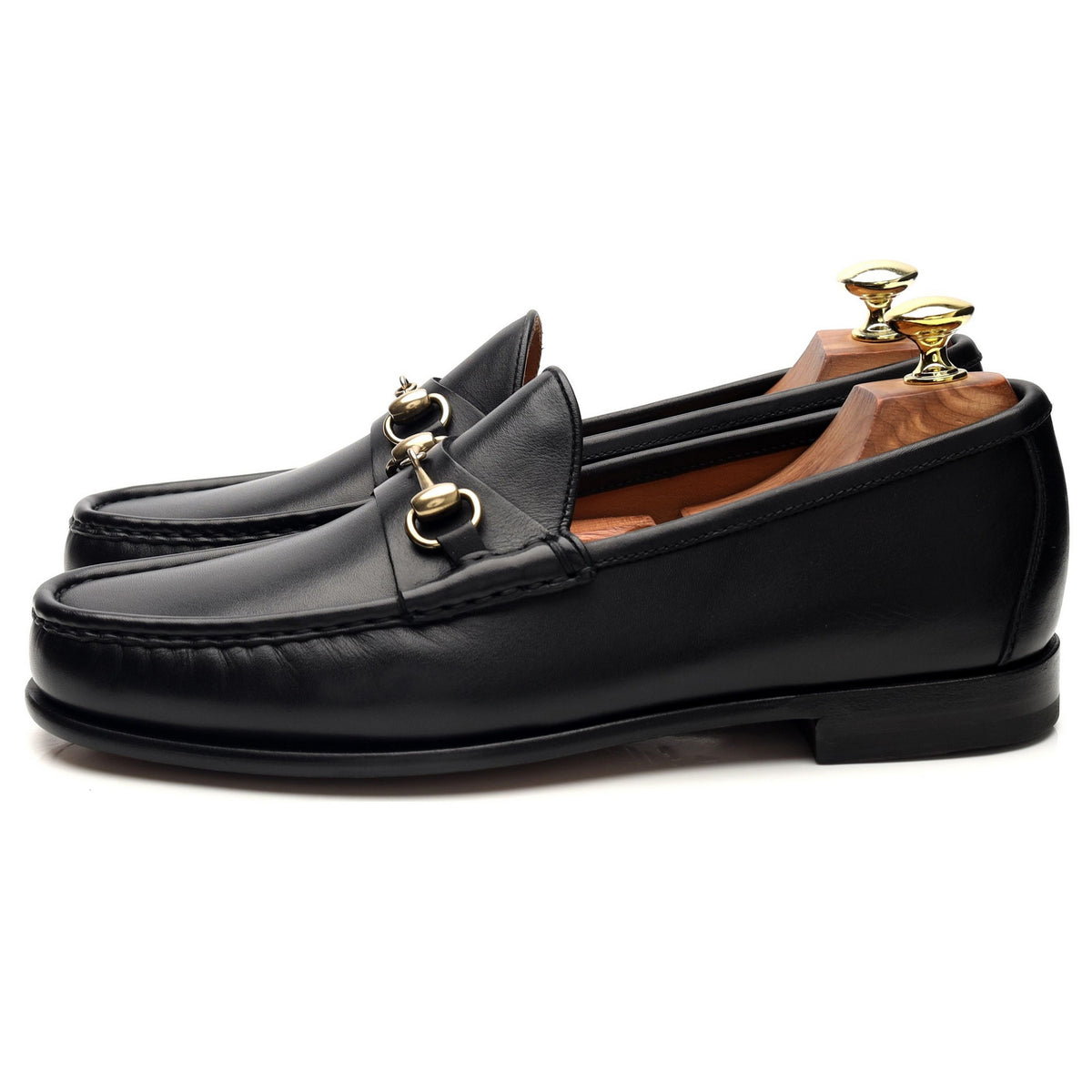 &#39;80746&#39; Black Leather Horsebit Loafers UK 7 - 11