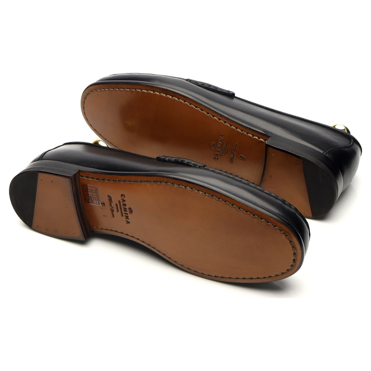 &#39;80746&#39; Black Leather Horsebit Loafers UK 7 - 11