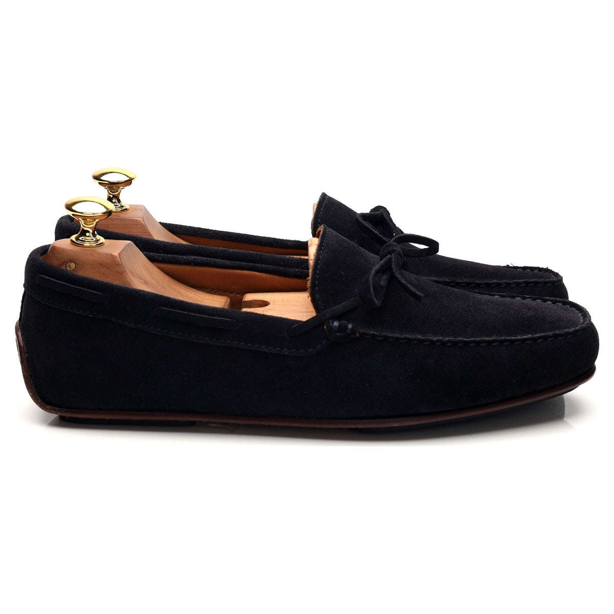 &#39;80802&#39; Navy Blue Suede Driving Loafers UK 7