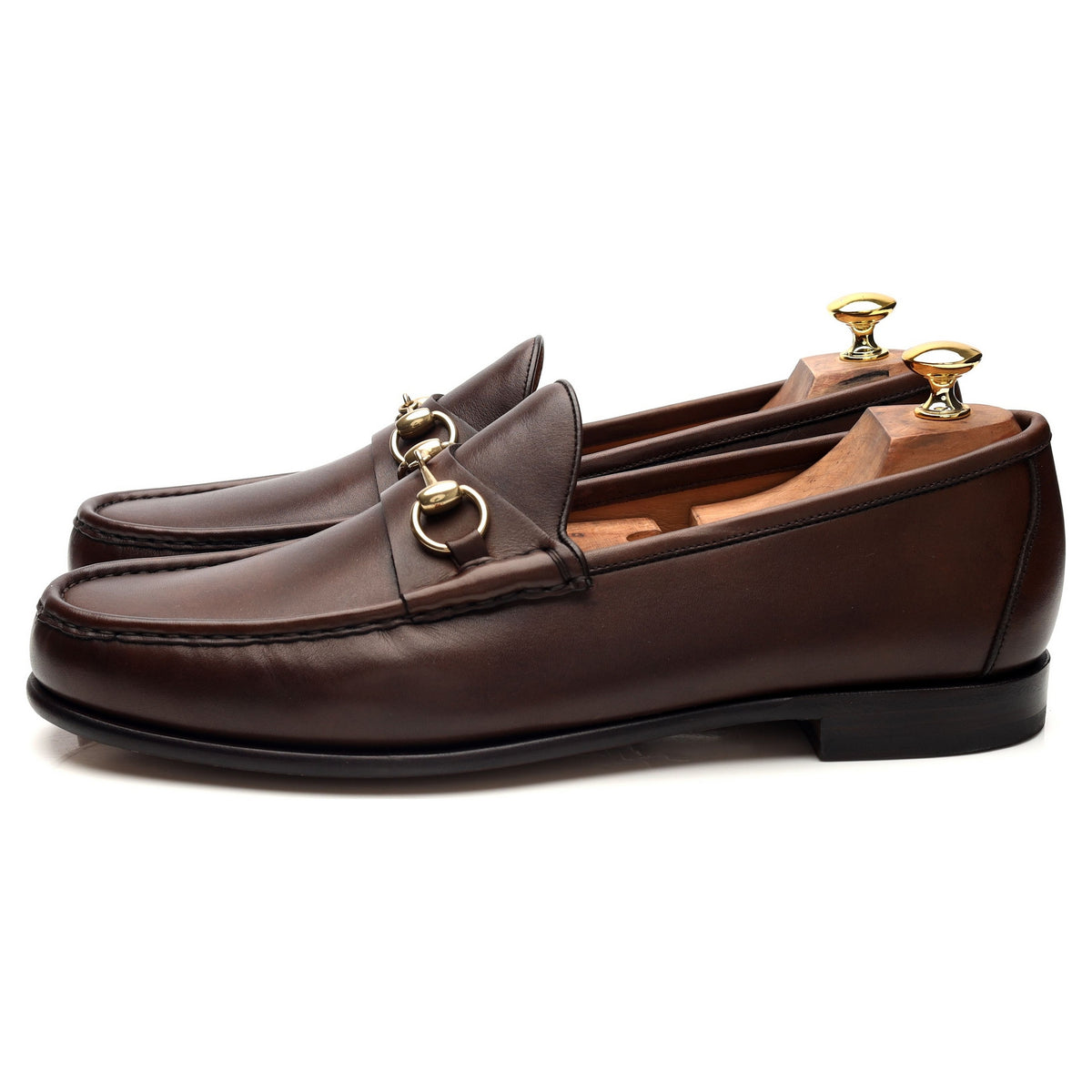 &#39;80746&#39; Brown Leather Horesbit Loafers UK 8 - 11
