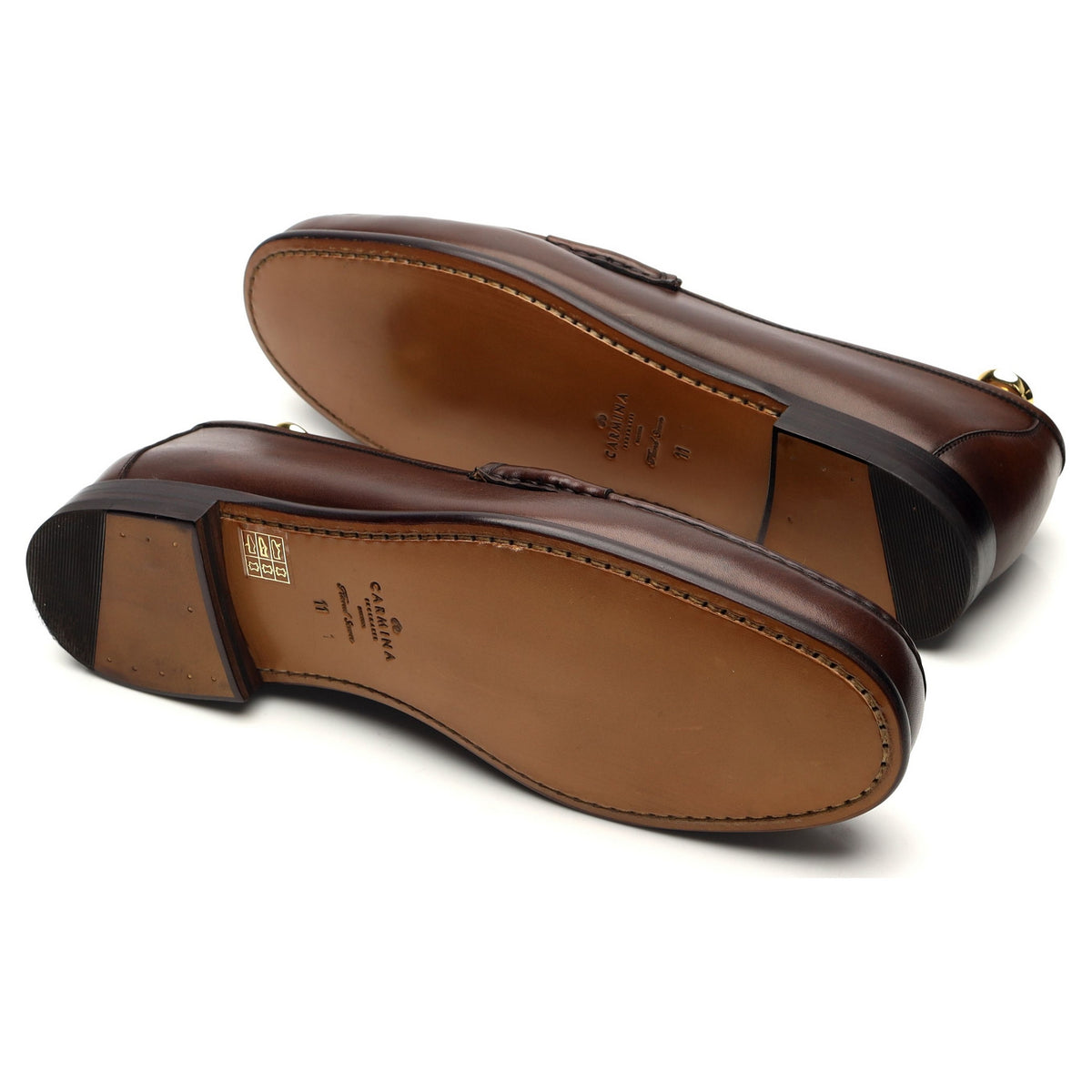 &#39;80746&#39; Brown Leather Horesbit Loafers UK 8 - 11