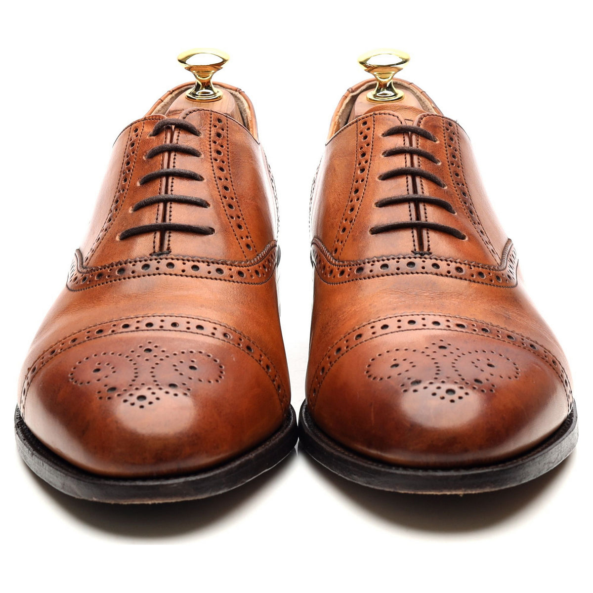 &#39;Wallace&#39; Tan Brown Leather Oxford Semi Brogues UK 8 G