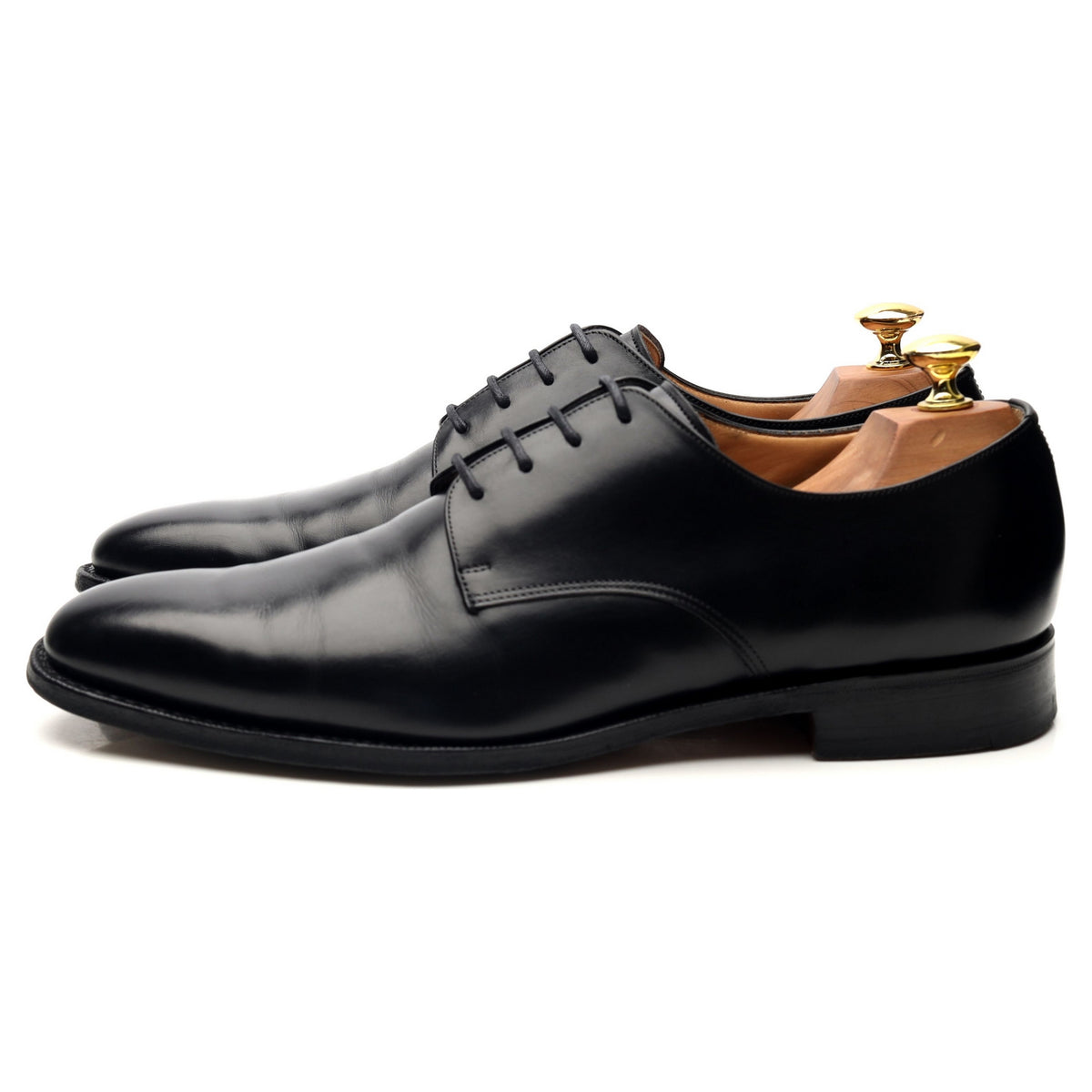 &#39;Coram&#39; Black Leather Derby UK 8.5 F