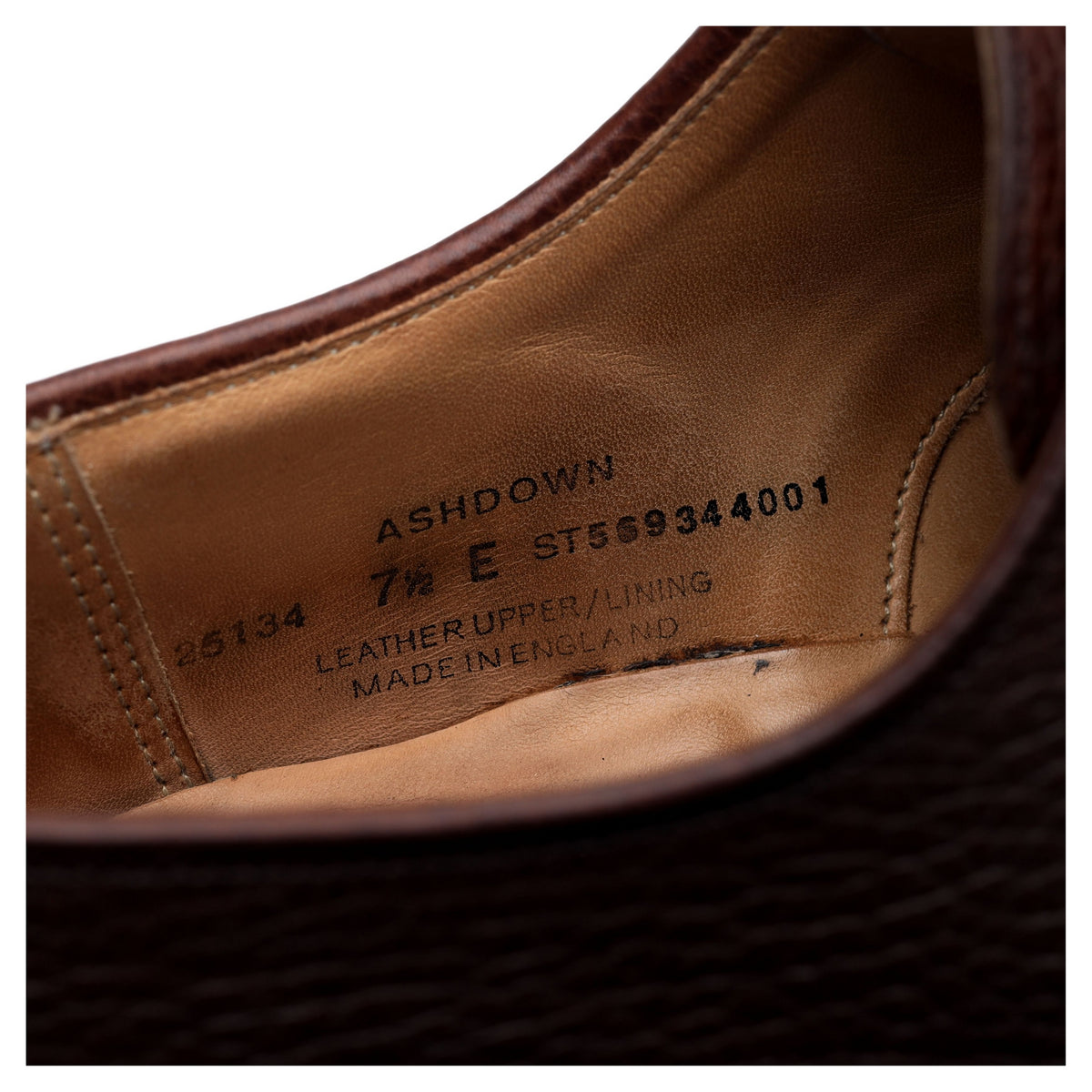 &#39;Ashdown&#39; Dark Brown Leather Derby UK 7.5 E