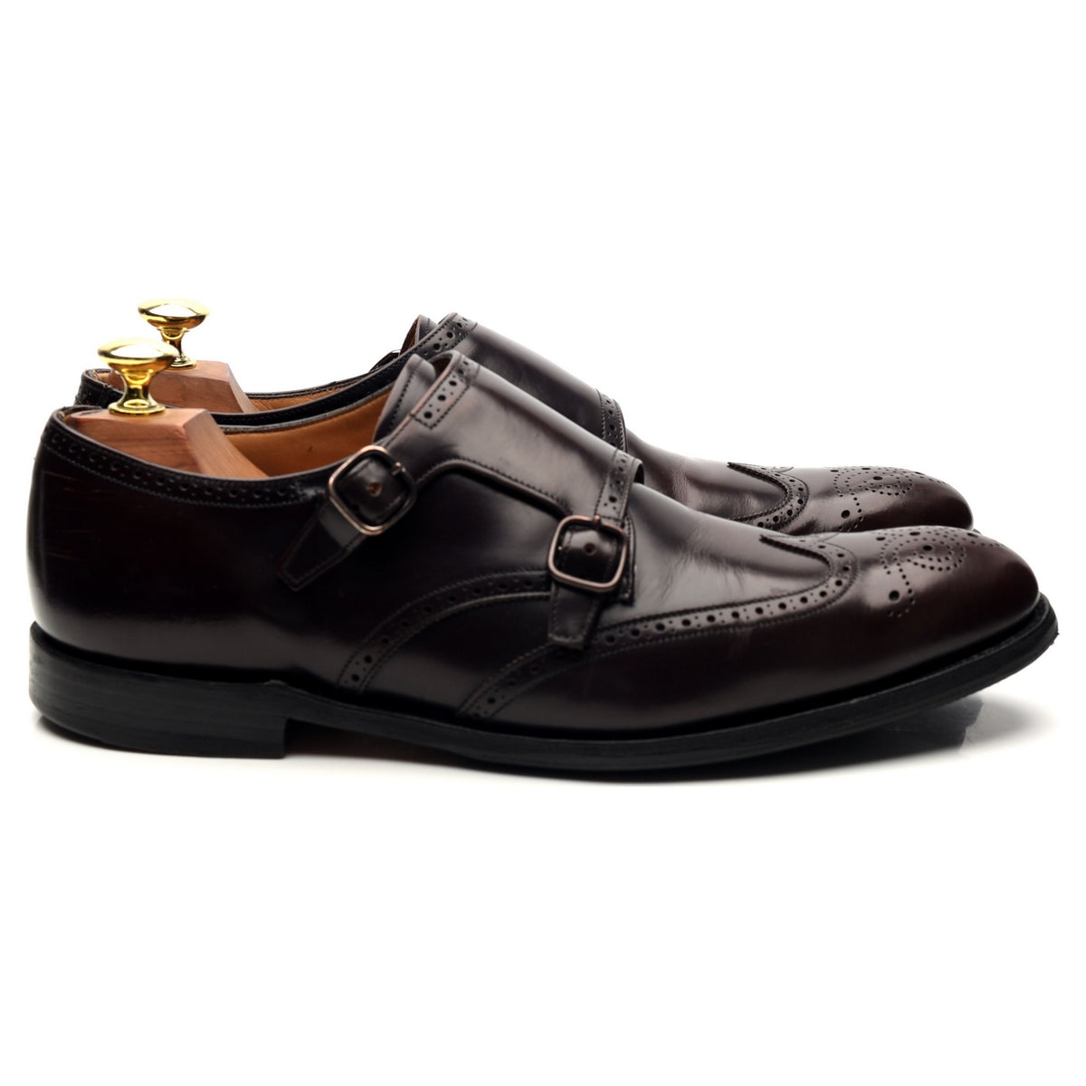 &#39;Chicago&#39; Burgundy Leather Double Monk Strap UK 7.5 F