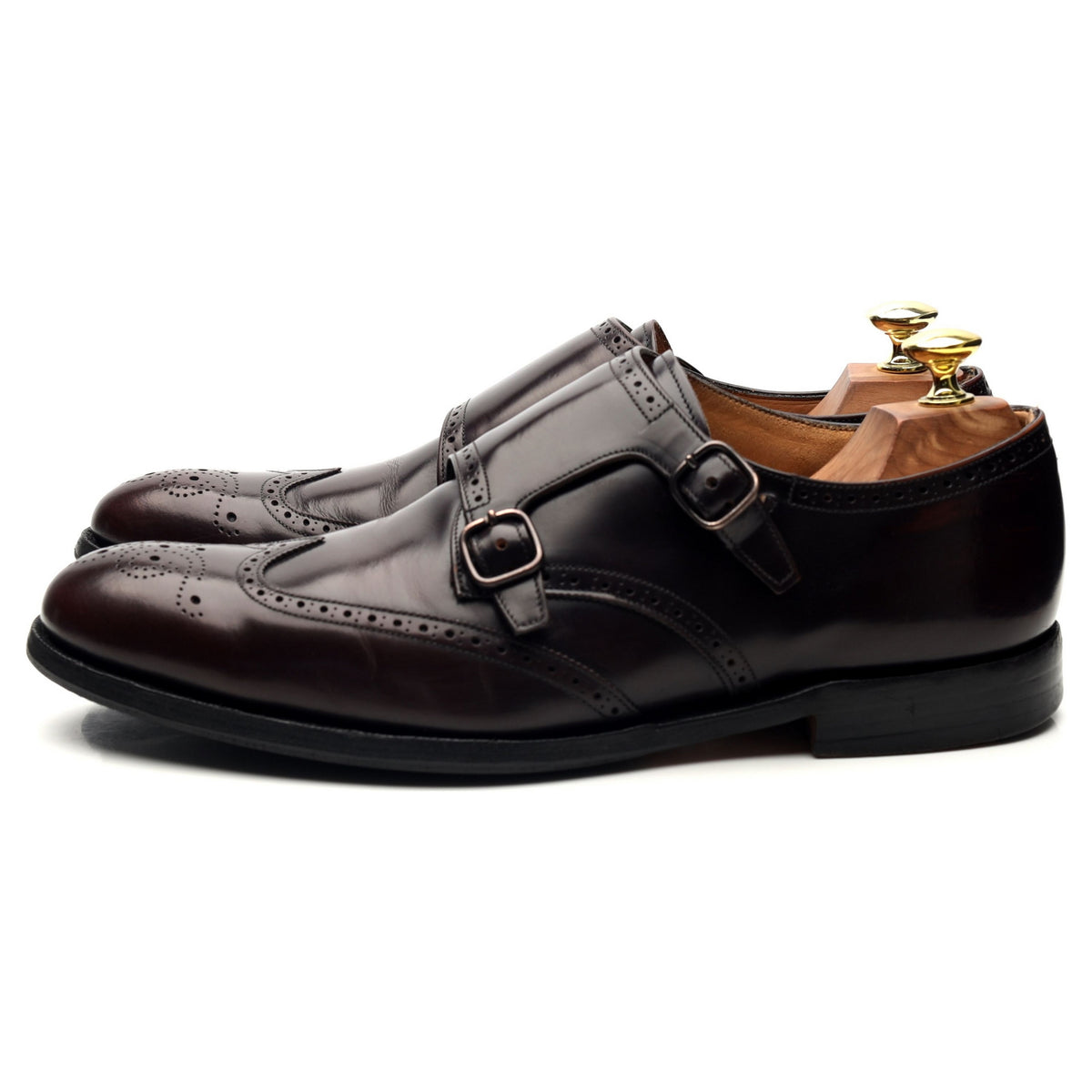 &#39;Chicago&#39; Burgundy Leather Double Monk Strap UK 7.5 F