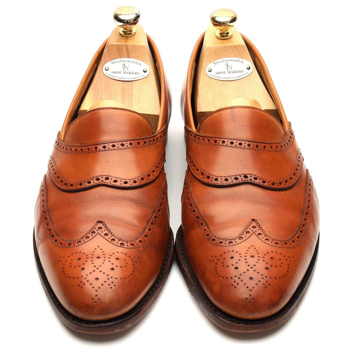 New & Lingwood Tan Brown Leather Slip On Loafers UK 9.5 EX