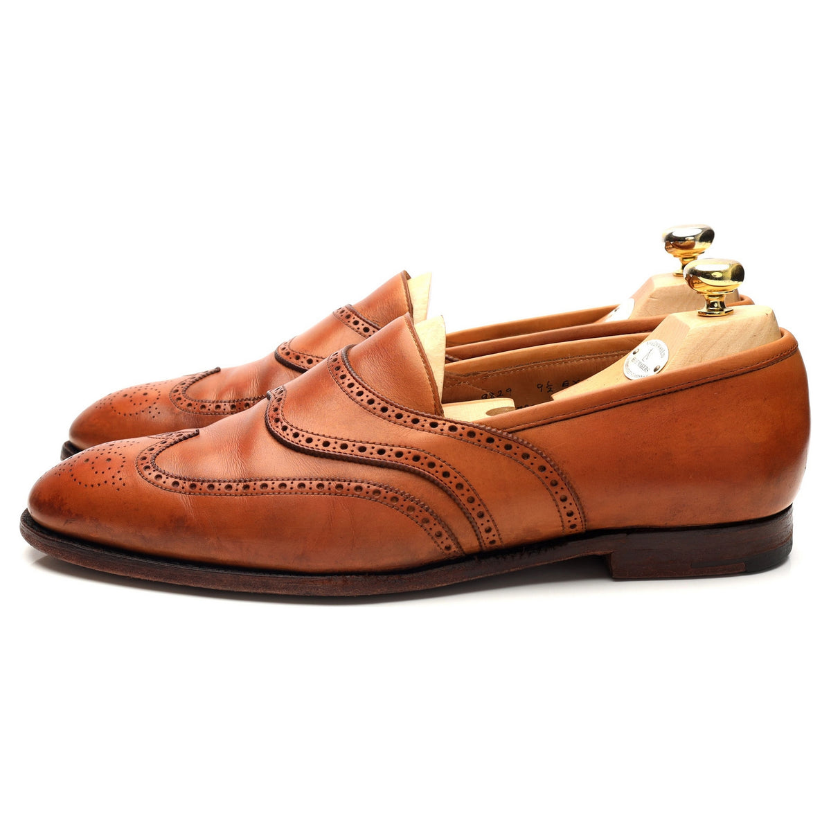 New & Lingwood Tan Brown Leather Slip On Loafers UK 9.5 EX
