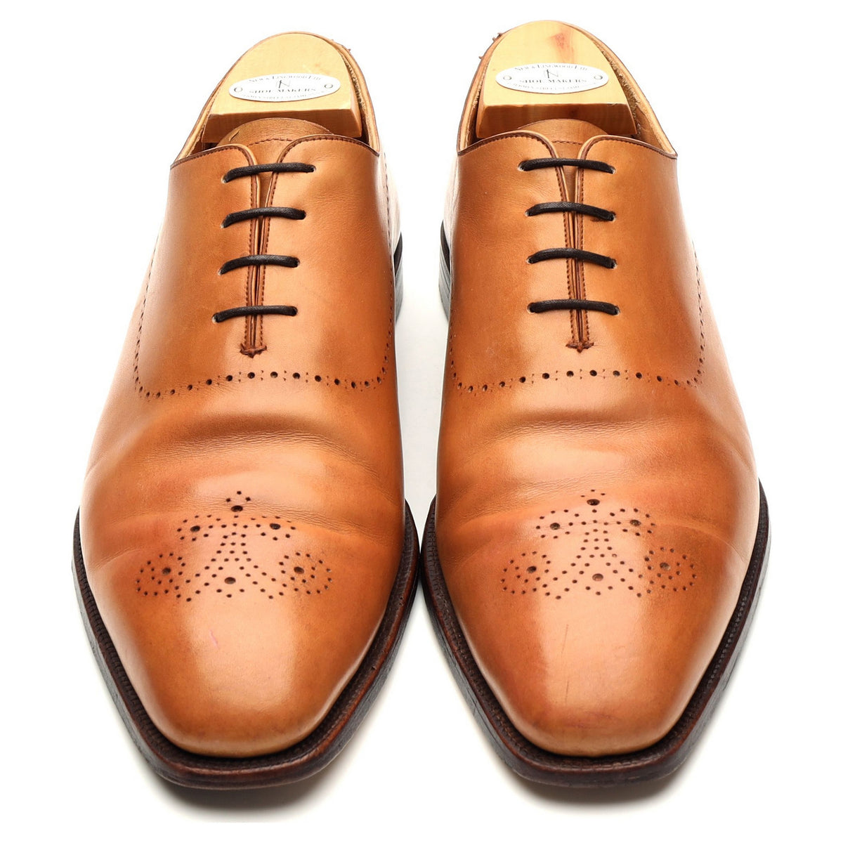 Tan Brown Leather Wholecut Oxford UK 10 E