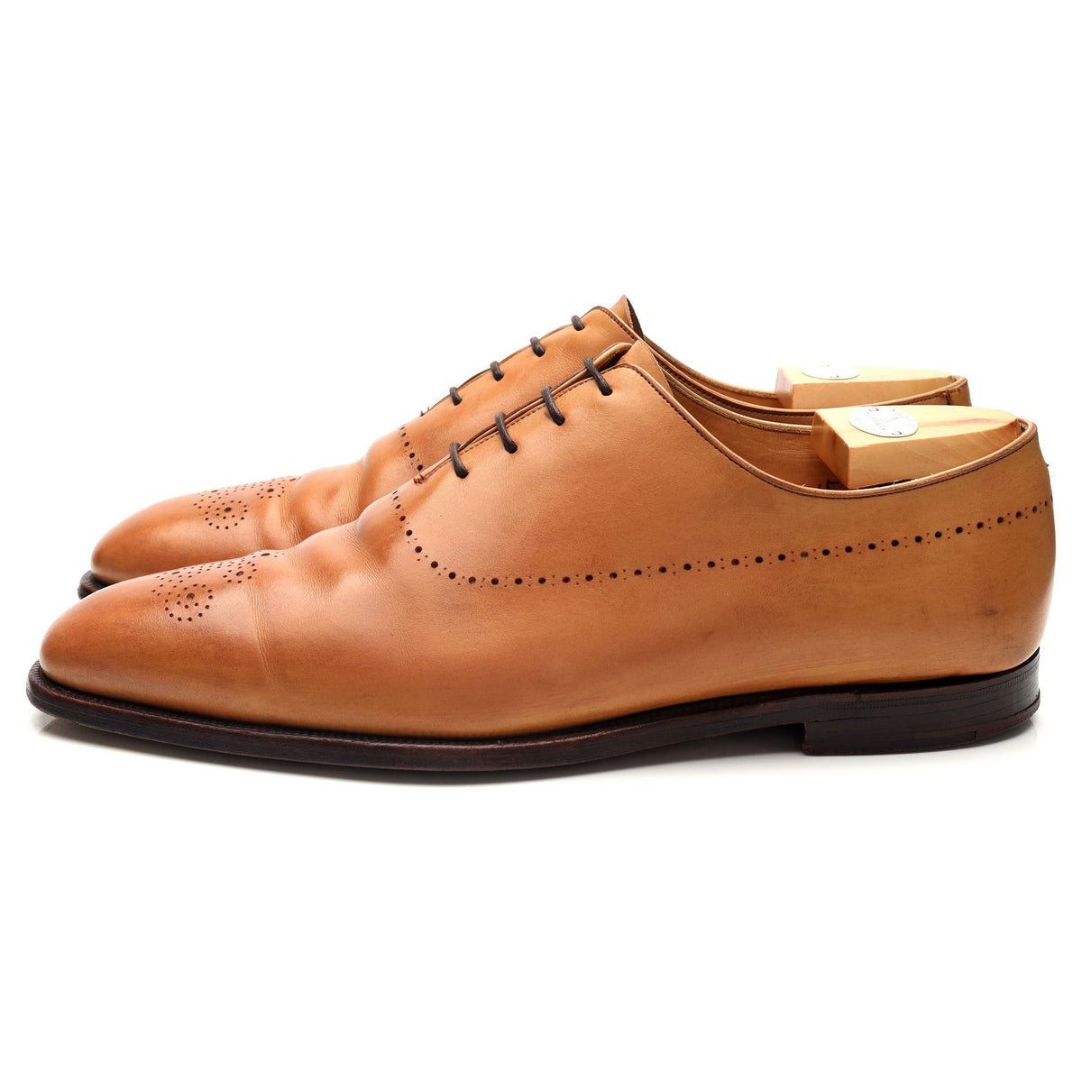 Tan Brown Leather Wholecut Oxford UK 10 E