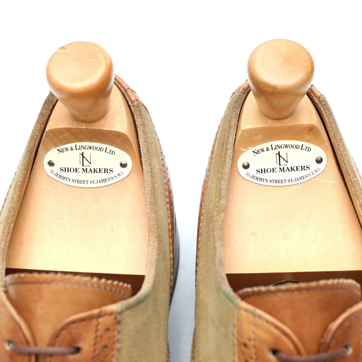 New & Lingwood Tan Brown Leather / Suede Spectator Oxford UK 9.5 E