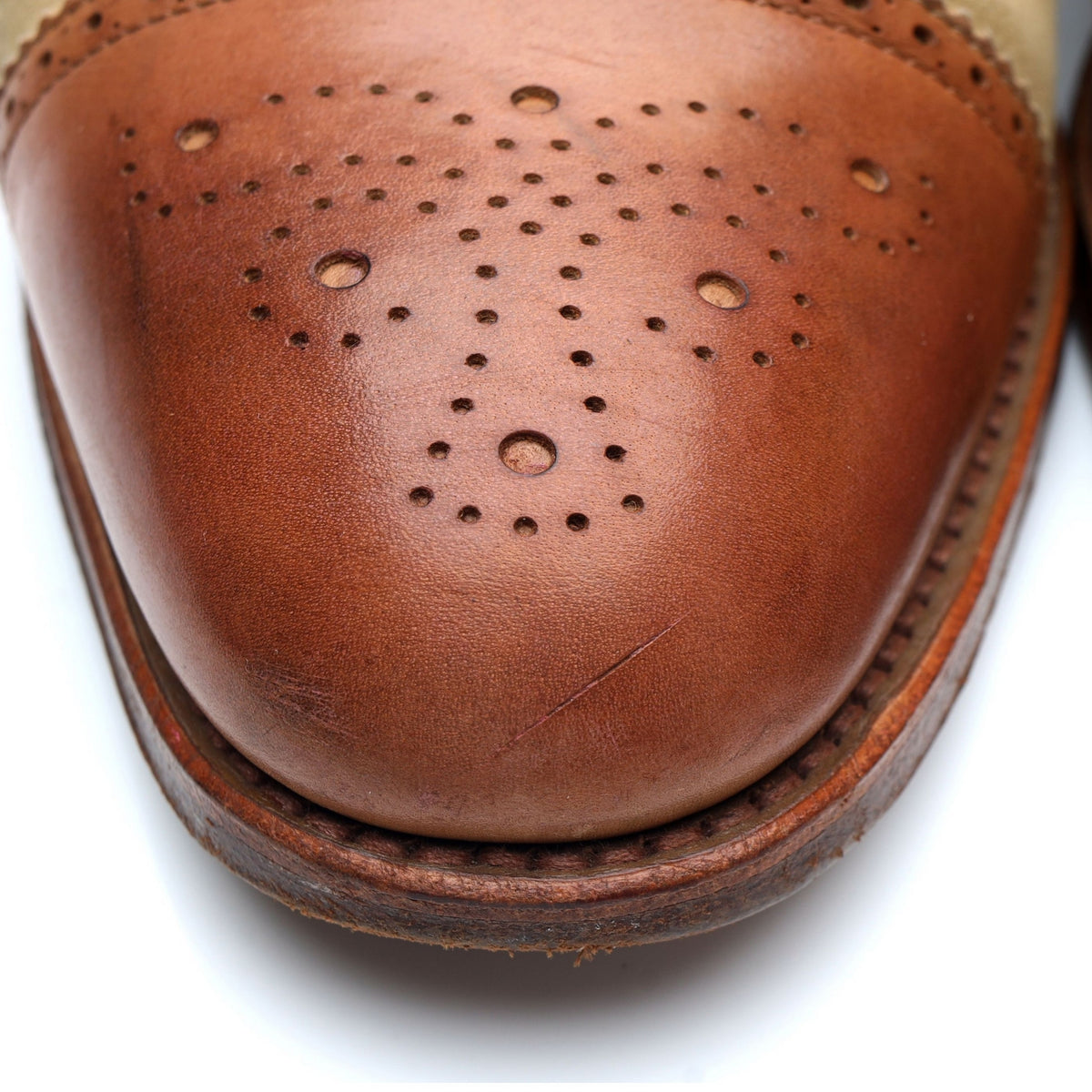 New & Lingwood Tan Brown Leather / Suede Spectator Oxford UK 9.5 E