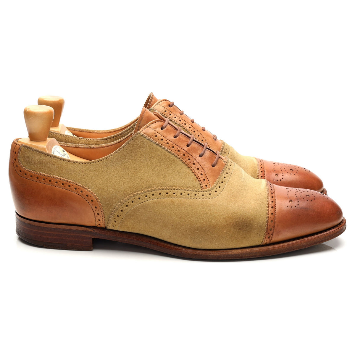 New & Lingwood Tan Brown Leather / Suede Spectator Oxford UK 9.5 E