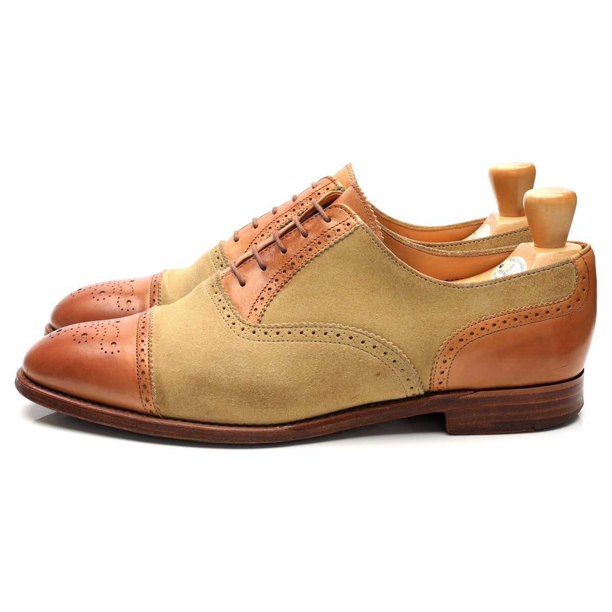 New & Lingwood Tan Brown Leather / Suede Spectator Oxford UK 9.5 E