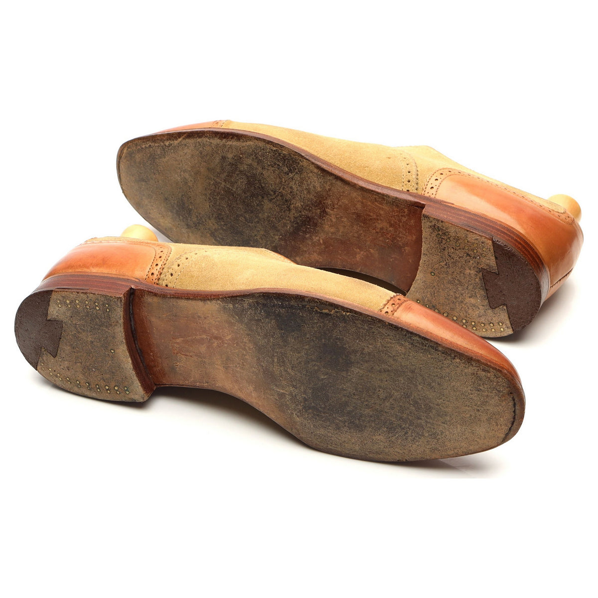 New & Lingwood Tan Brown Leather / Suede Spectator Oxford UK 9.5 E