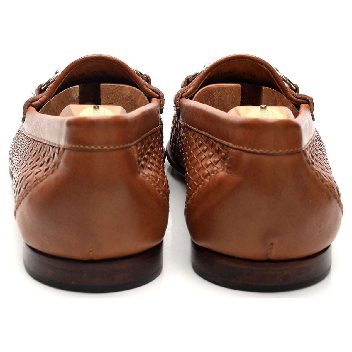 'Saxon' Tan Brown Braided Leather Horsebit Loafers UK 9.5 US 10.5