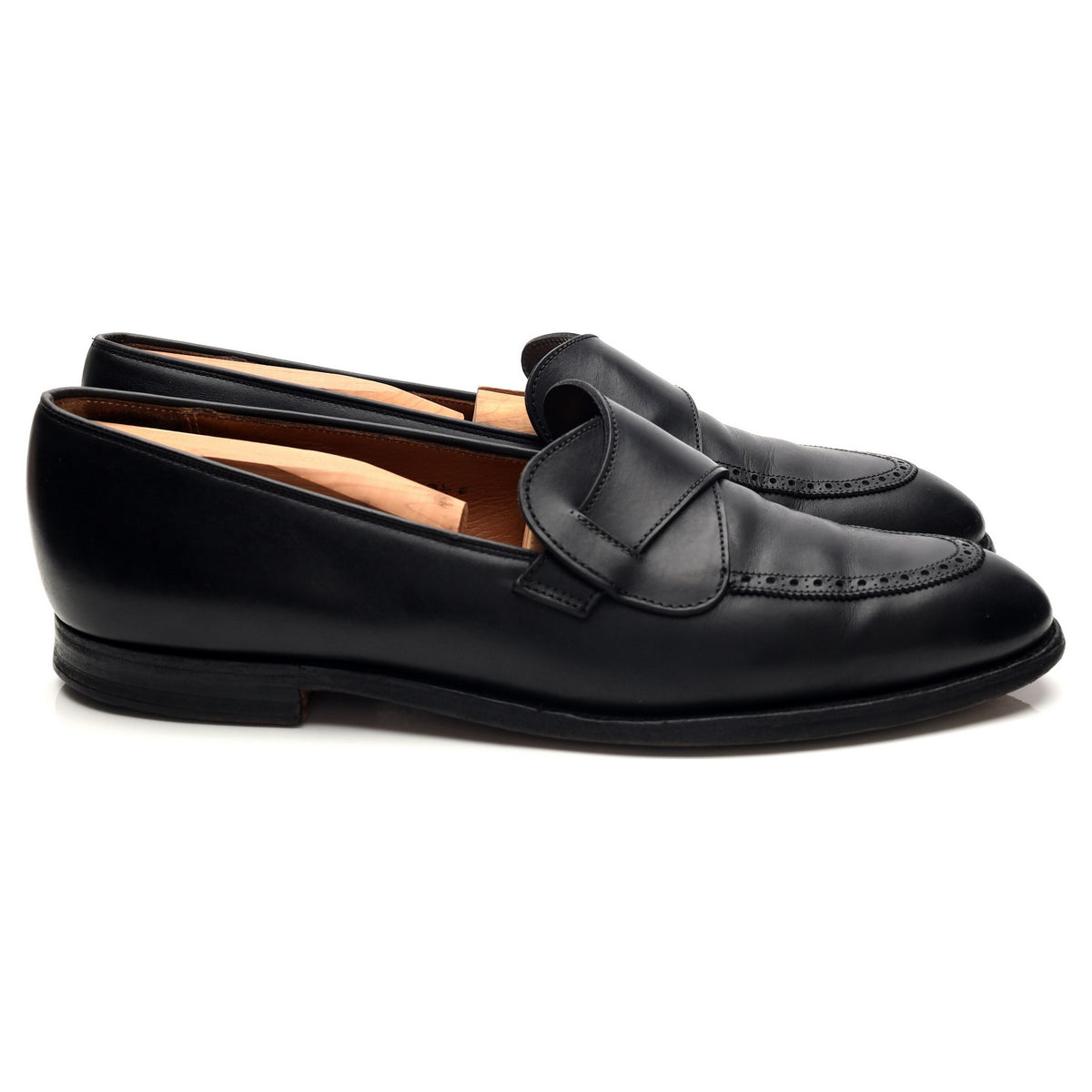 New & Lingwood Black Leather Butterfly Loafers UK 9.5 E
