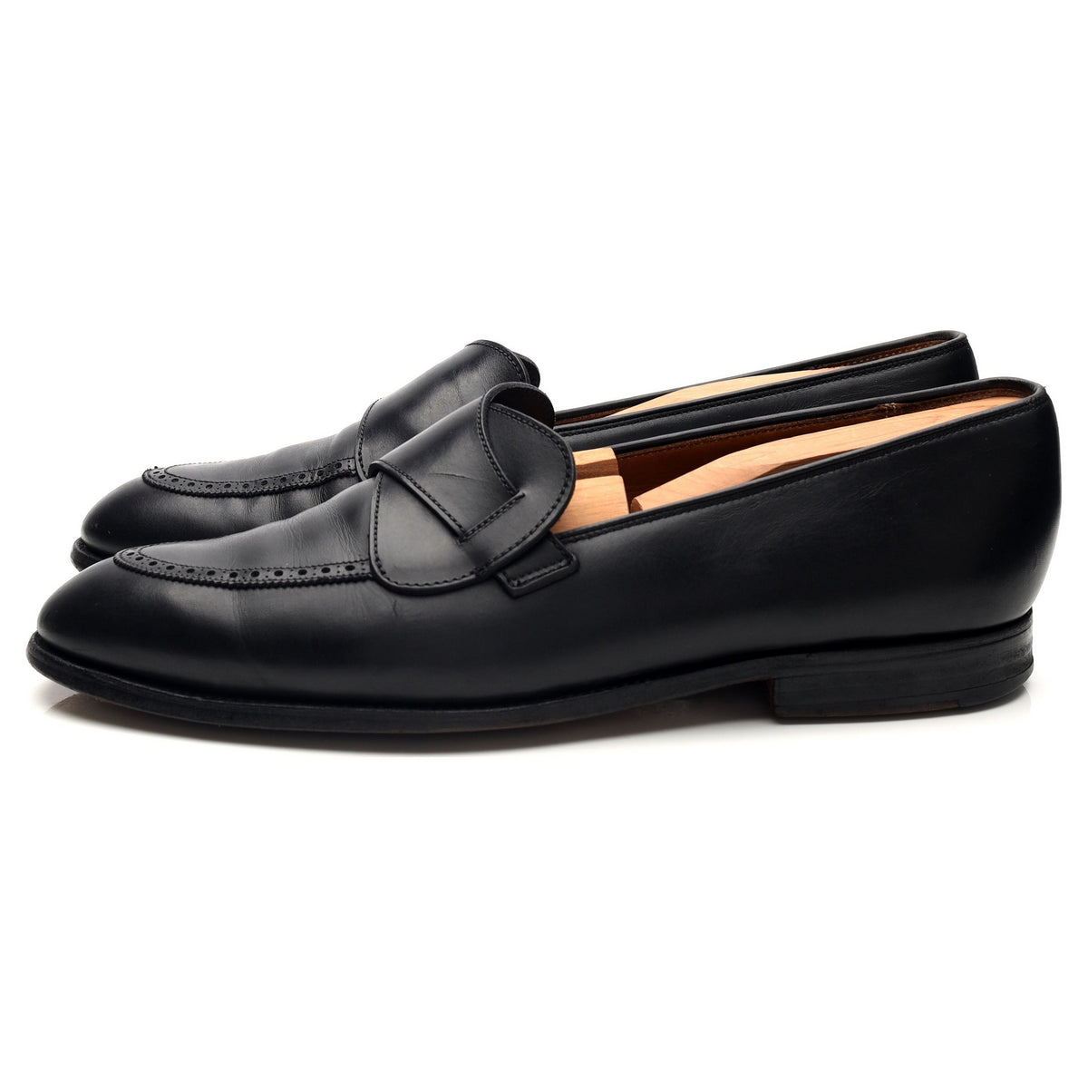 New & Lingwood Black Leather Butterfly Loafers UK 9.5 E