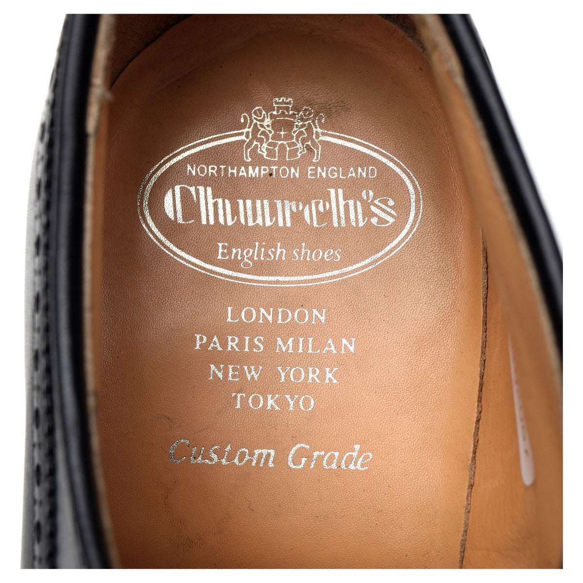 'Grafton' Black Leather Derby Brogues UK 11 F