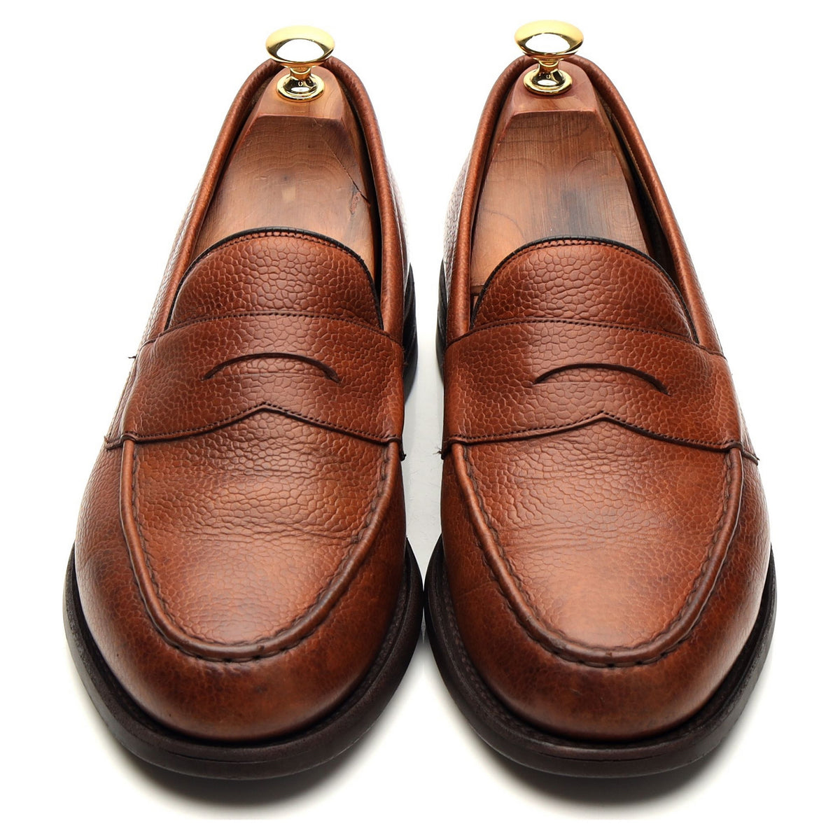 'Howard' Tan Brown Grain Leather Loafers UK 8.5 F