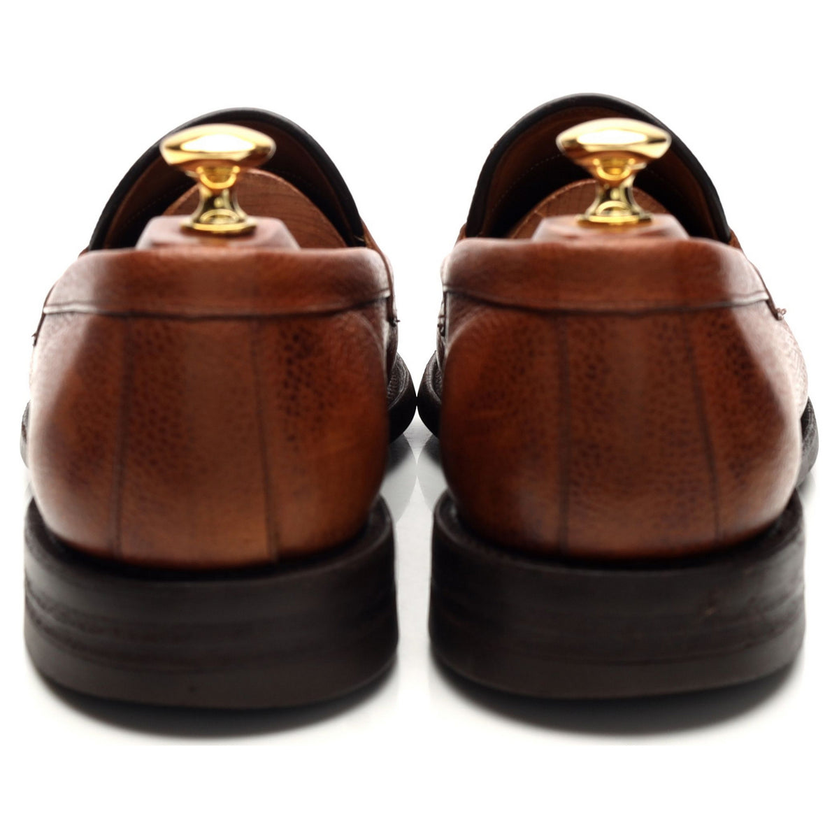'Howard' Tan Brown Grain Leather Loafers UK 8.5 F