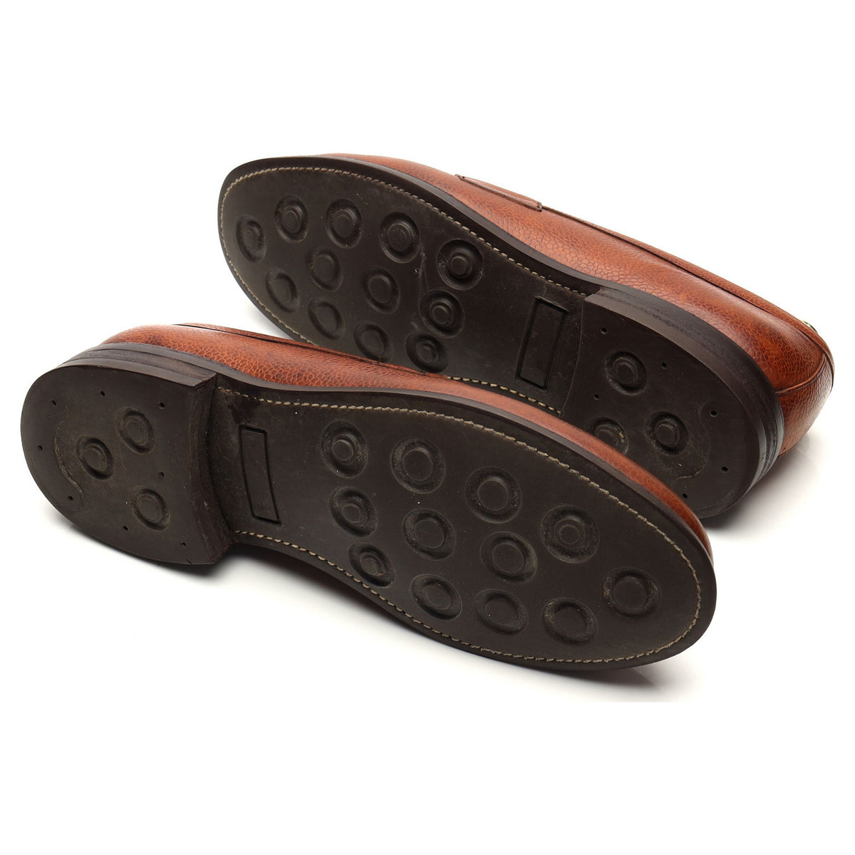 'Howard' Tan Brown Grain Leather Loafers UK 8.5 F