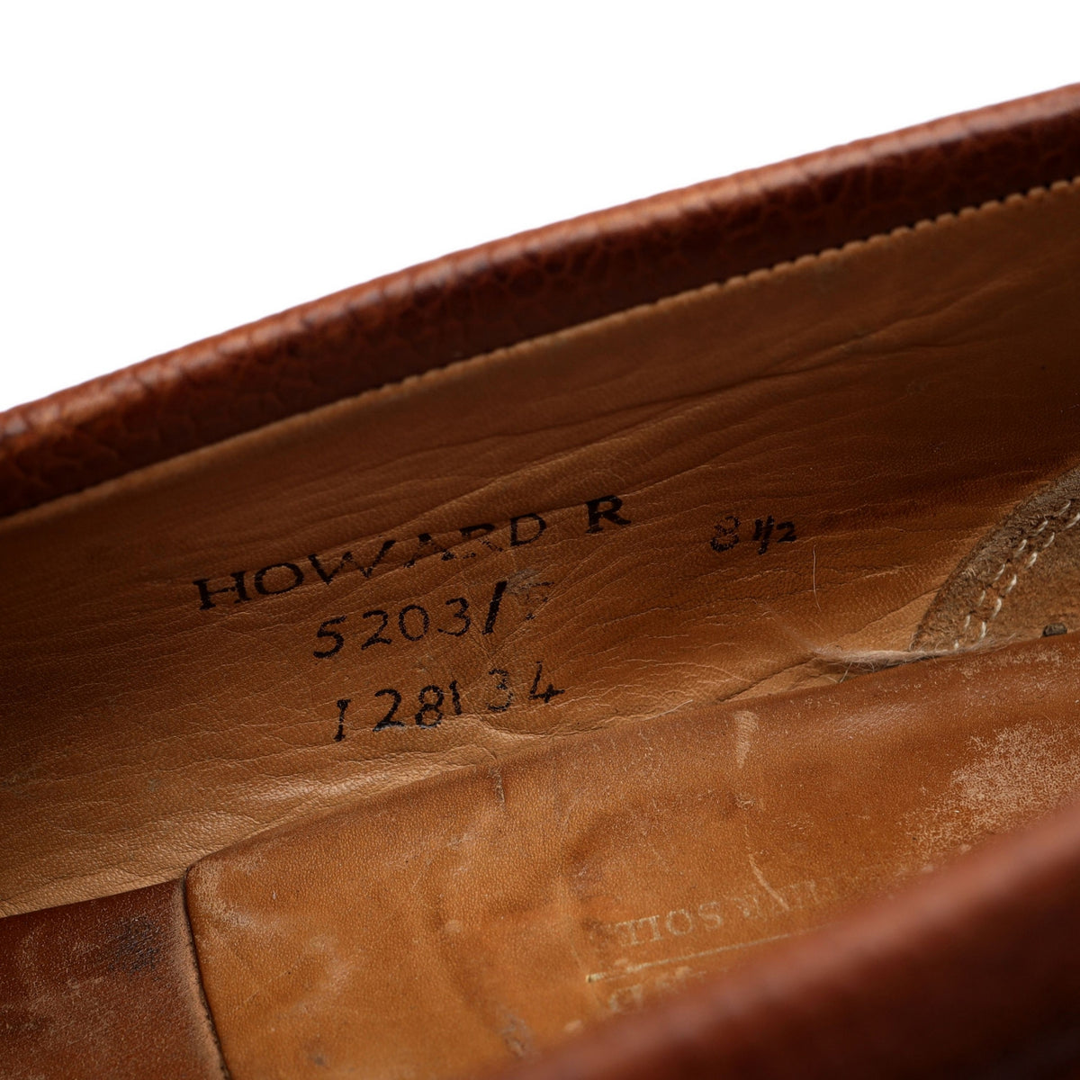 'Howard' Tan Brown Grain Leather Loafers UK 8.5 F