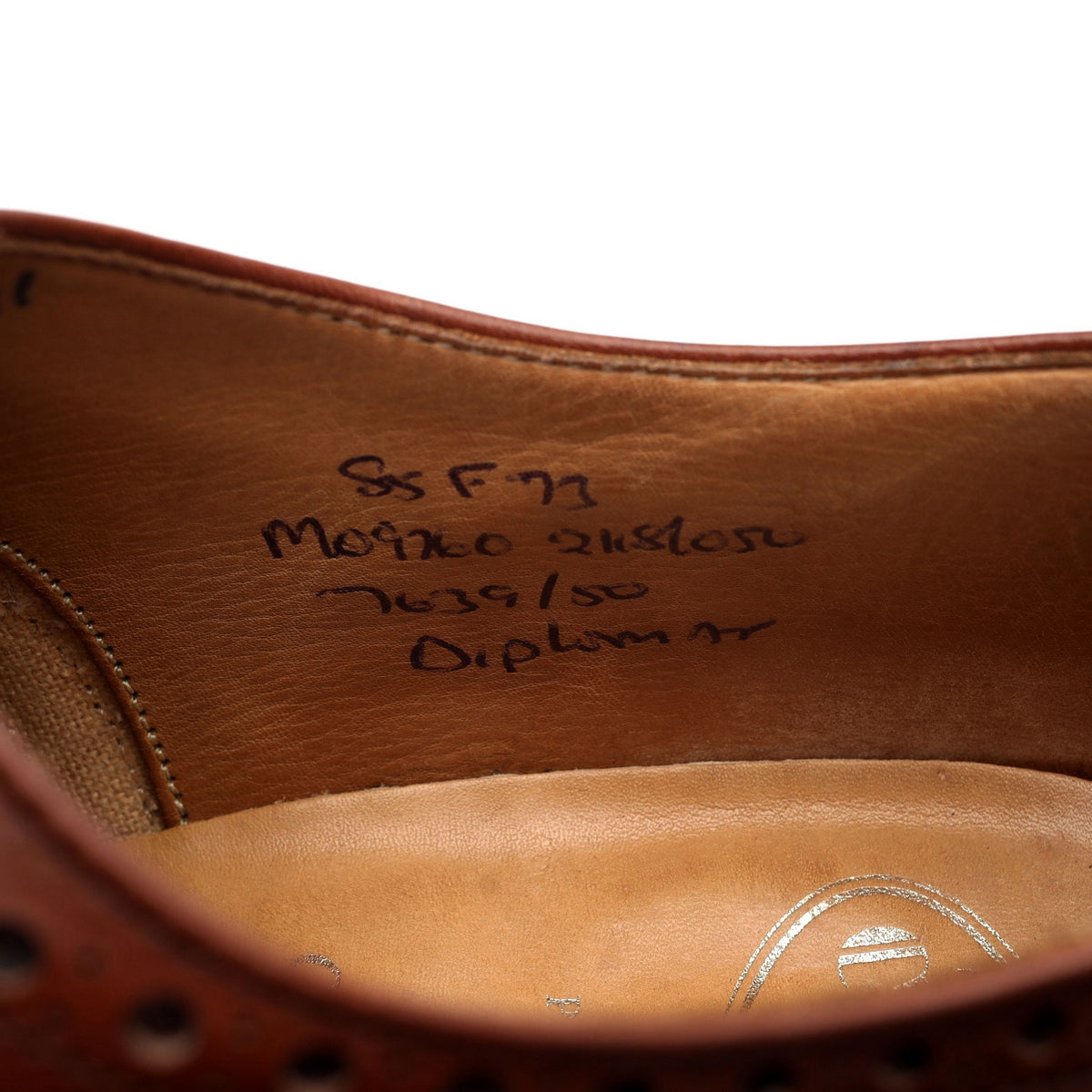 'Diplomat' Tan Brown Leather Oxford Brogues UK 8.5 F