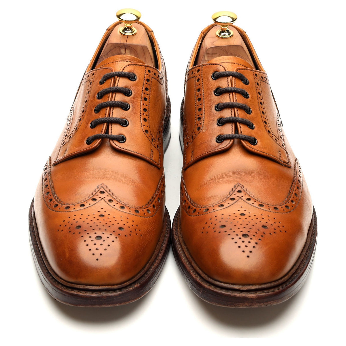 1880 'Chester' Tan Brown Leather Derby Brogues UK 12 F
