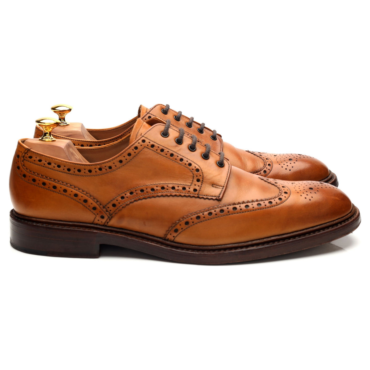 1880 'Chester' Tan Brown Leather Derby Brogues UK 12 F