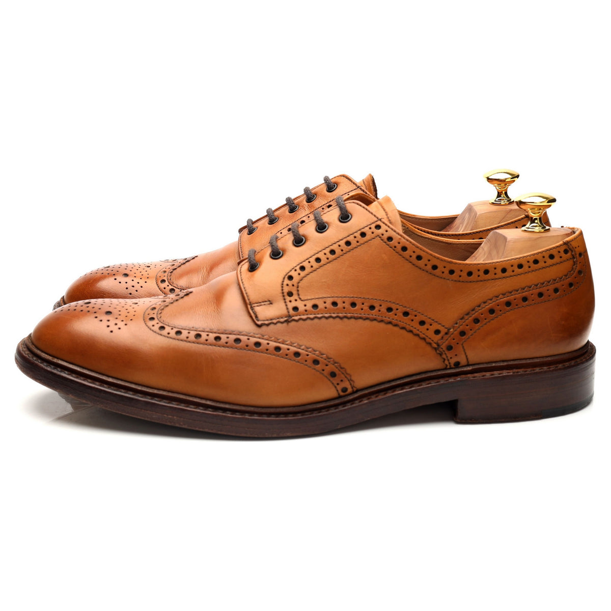 1880 'Chester' Tan Brown Leather Derby Brogues UK 12 F