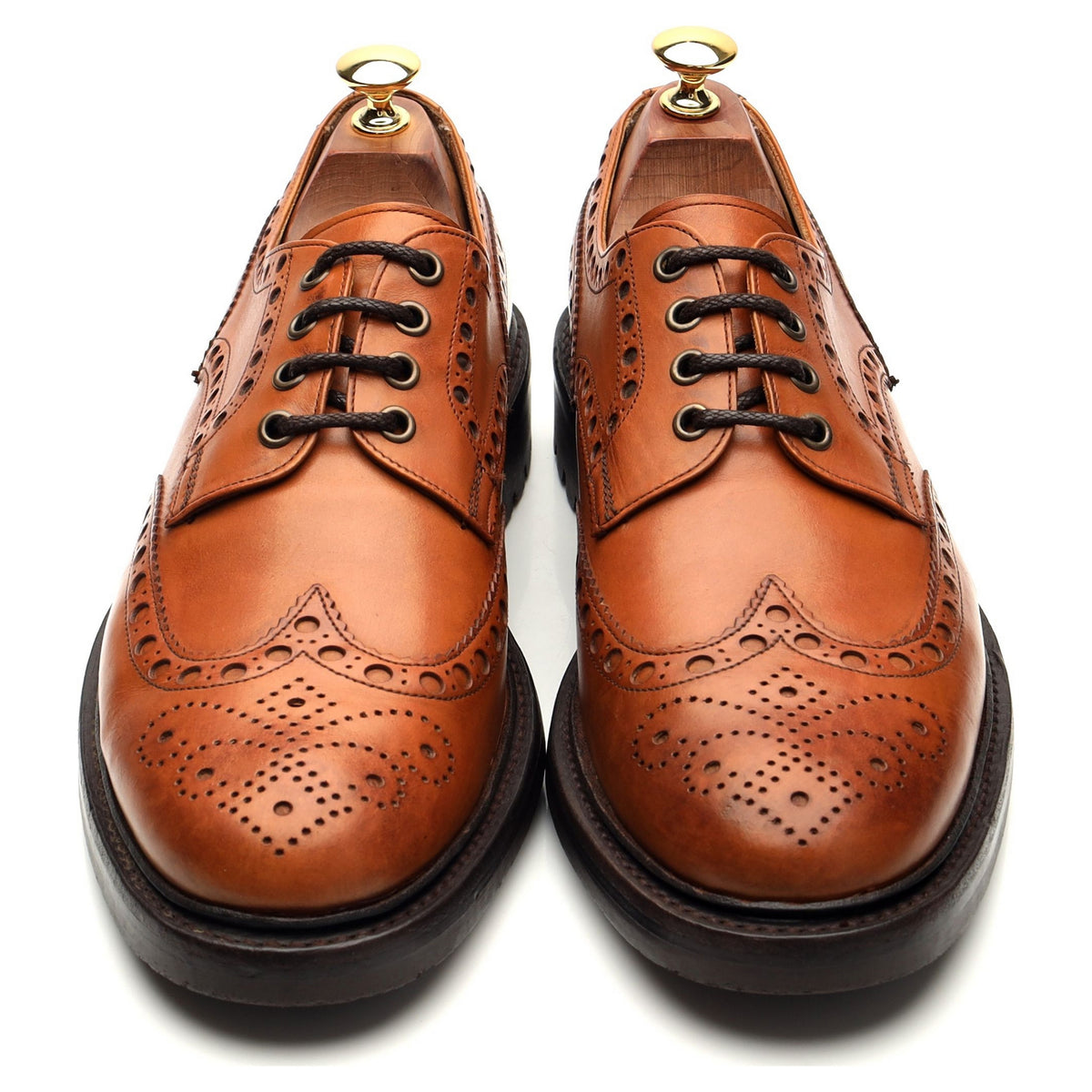 'Bonham' Tan Brown Leather Derby Brogues UK 8.5 F