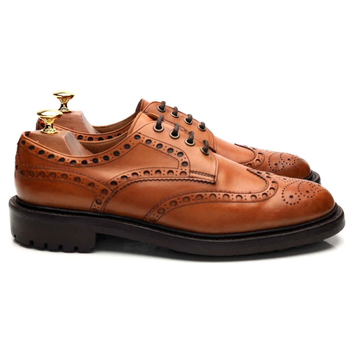 'Bonham' Tan Brown Leather Derby Brogues UK 8.5 F