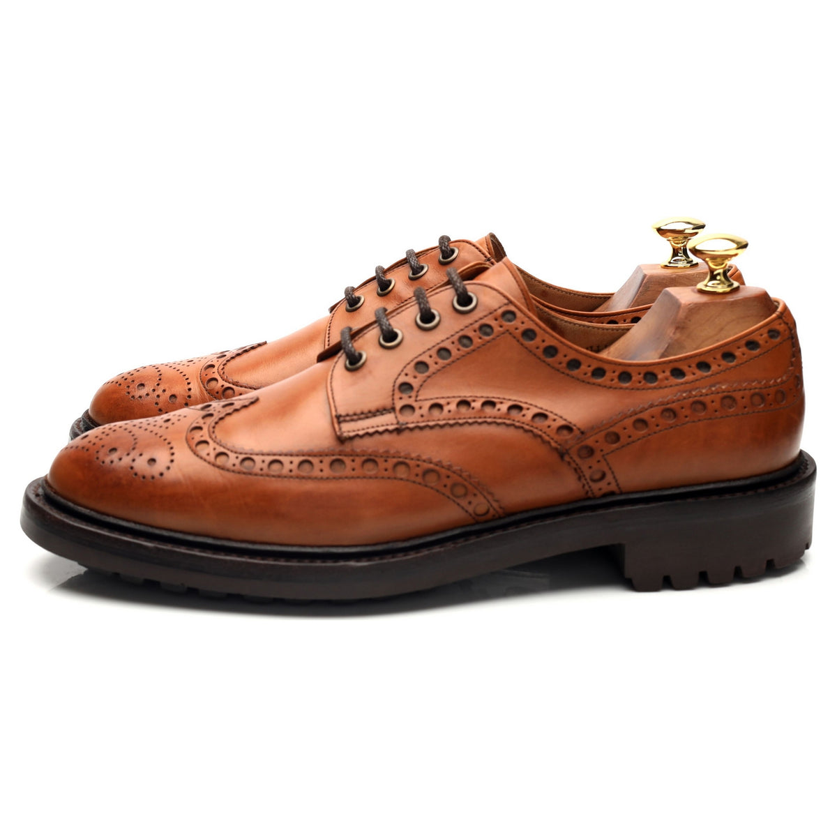 'Bonham' Tan Brown Leather Derby Brogues UK 8.5 F