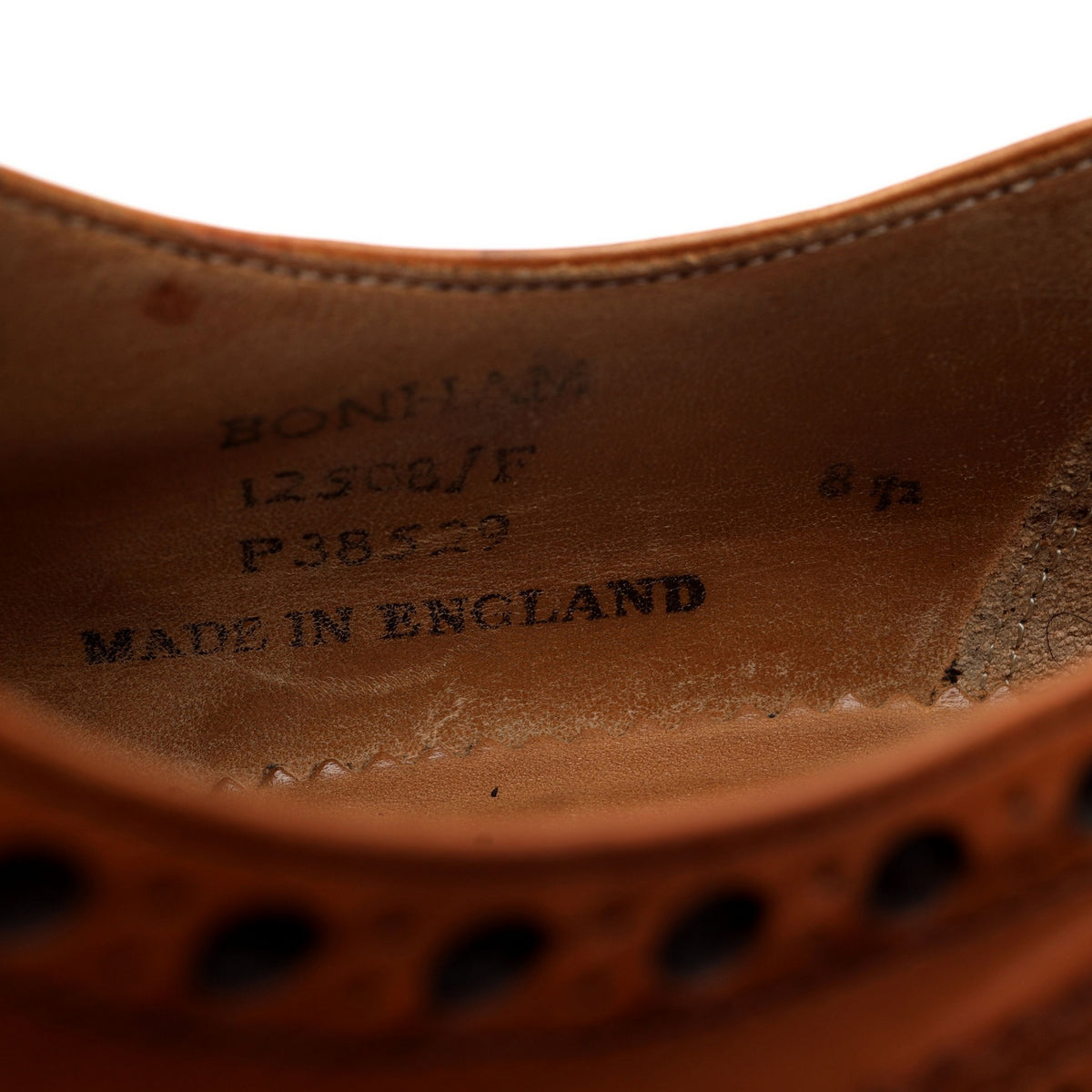 'Bonham' Tan Brown Leather Derby Brogues UK 8.5 F