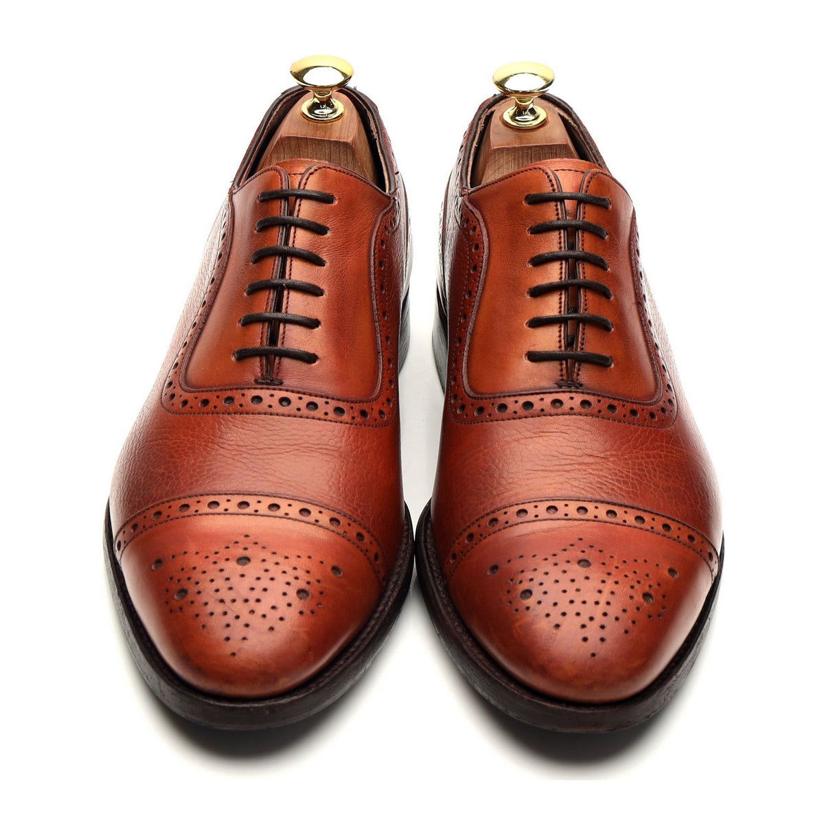 'Warrington' Tan Brown Leather Oxford Brogues UK 8 G
