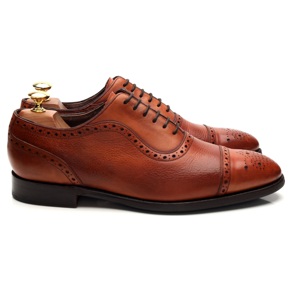 'Warrington' Tan Brown Leather Oxford Brogues UK 8 G