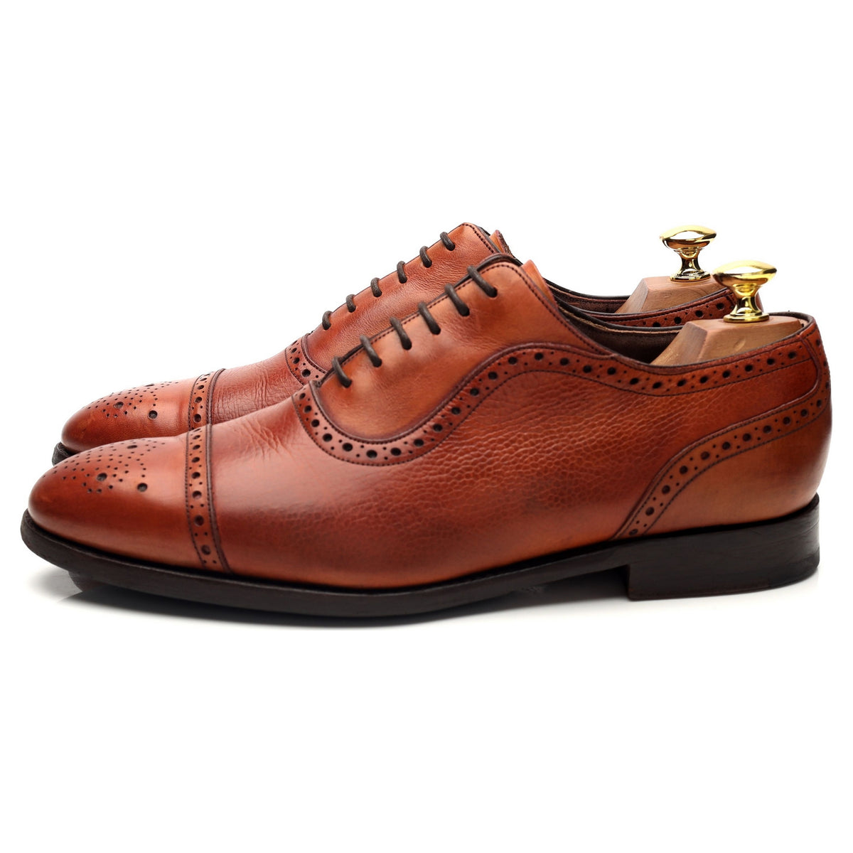 'Warrington' Tan Brown Leather Oxford Brogues UK 8 G