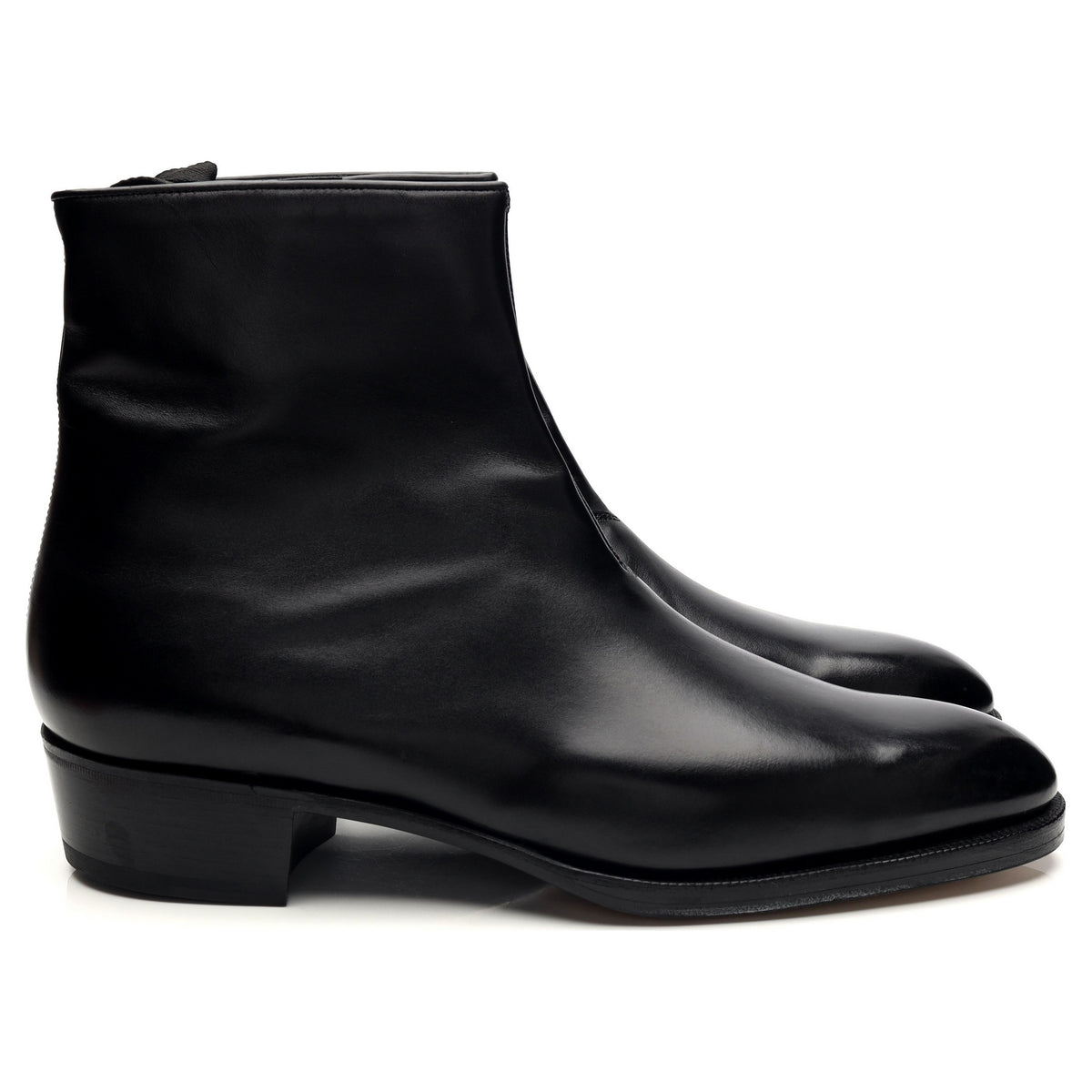 'Freddi' Black Leather Zip Up Boots UK 10 E