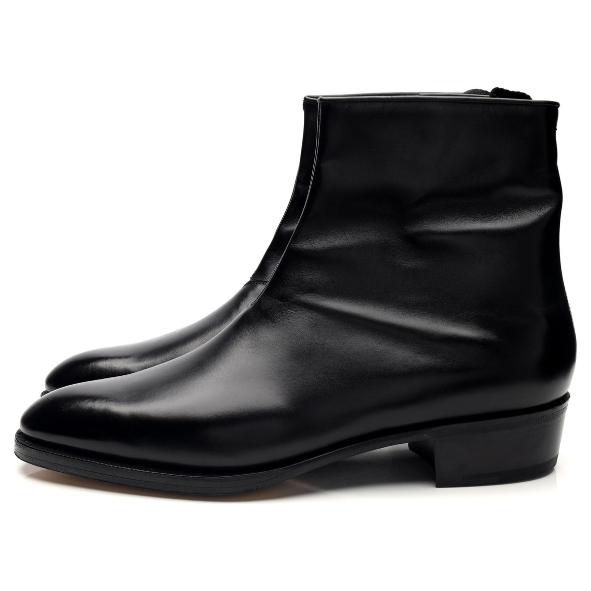 'Freddi' Black Leather Zip Up Boots UK 10 E