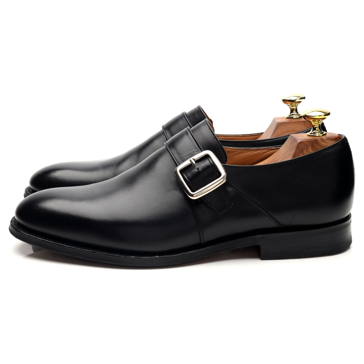 'Sydney' Black Leather Single Monk Strap UK 7.5 F