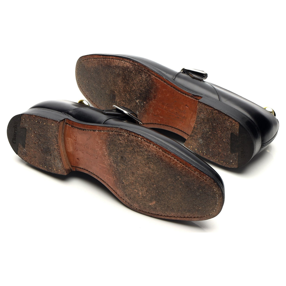 'Sydney' Black Leather Single Monk Strap UK 7.5 F