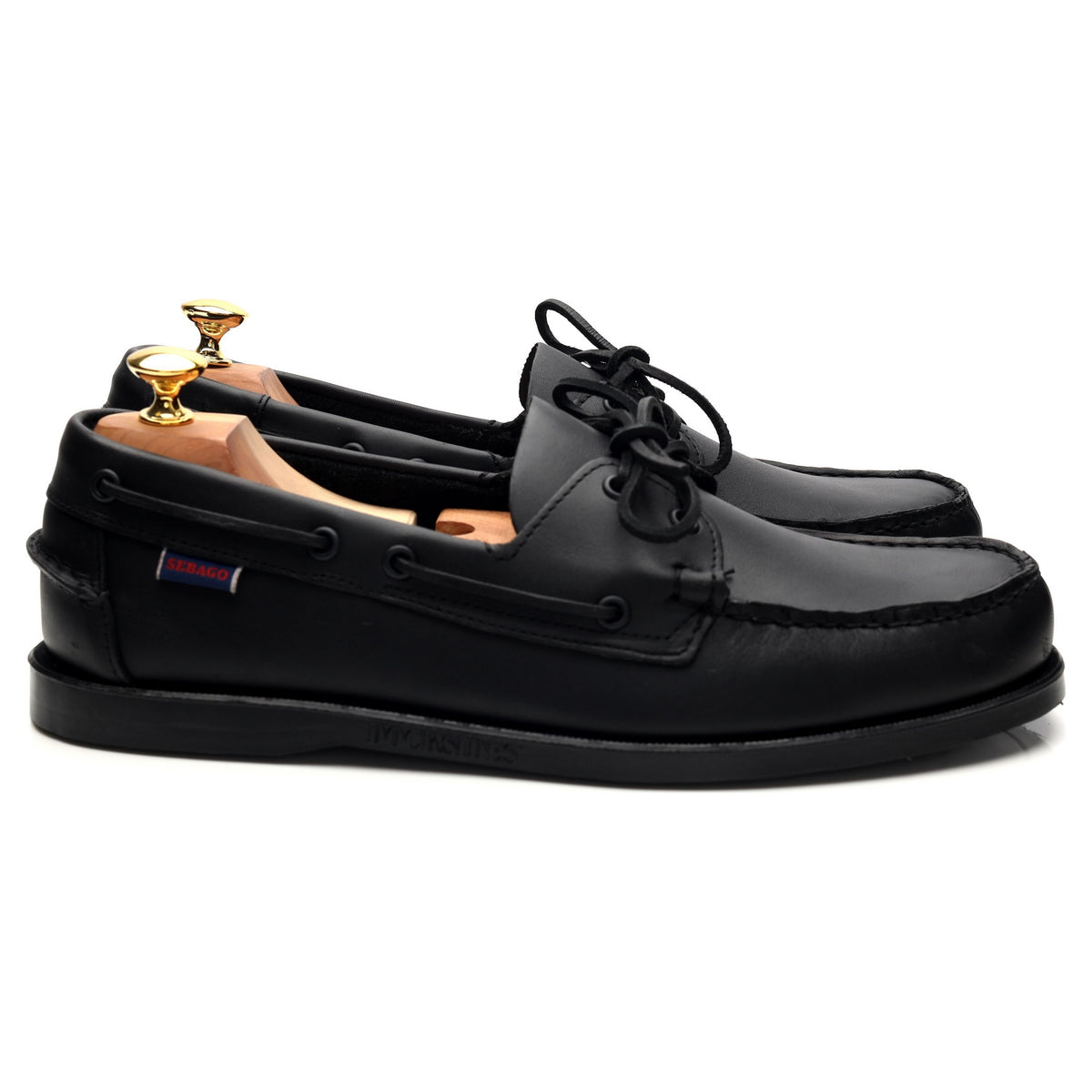 &#39;Docksides Portland&#39; Black Leather Boat Shoe UK 11