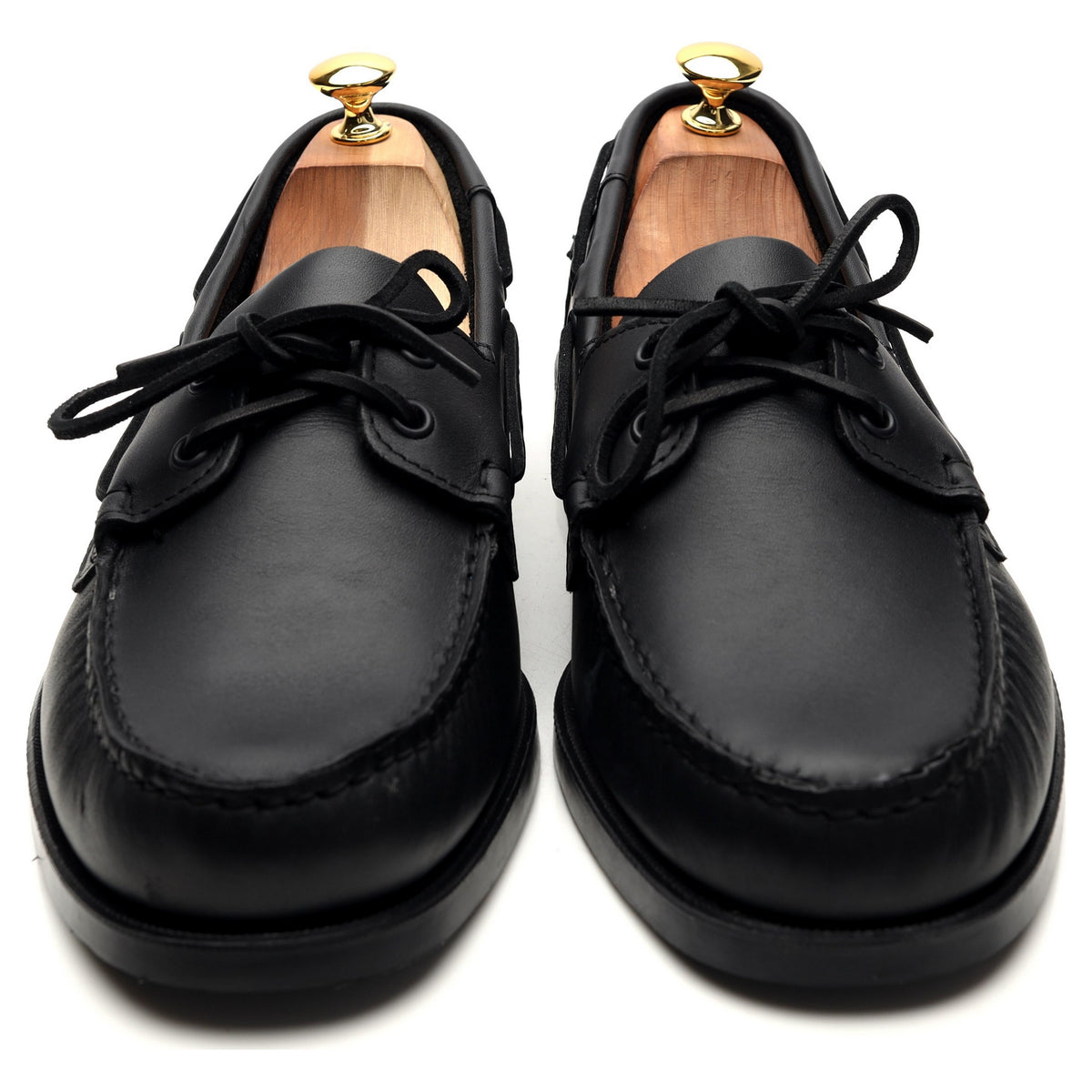 &#39;Docksides Portland&#39; Black Leather Boat Shoe UK 11