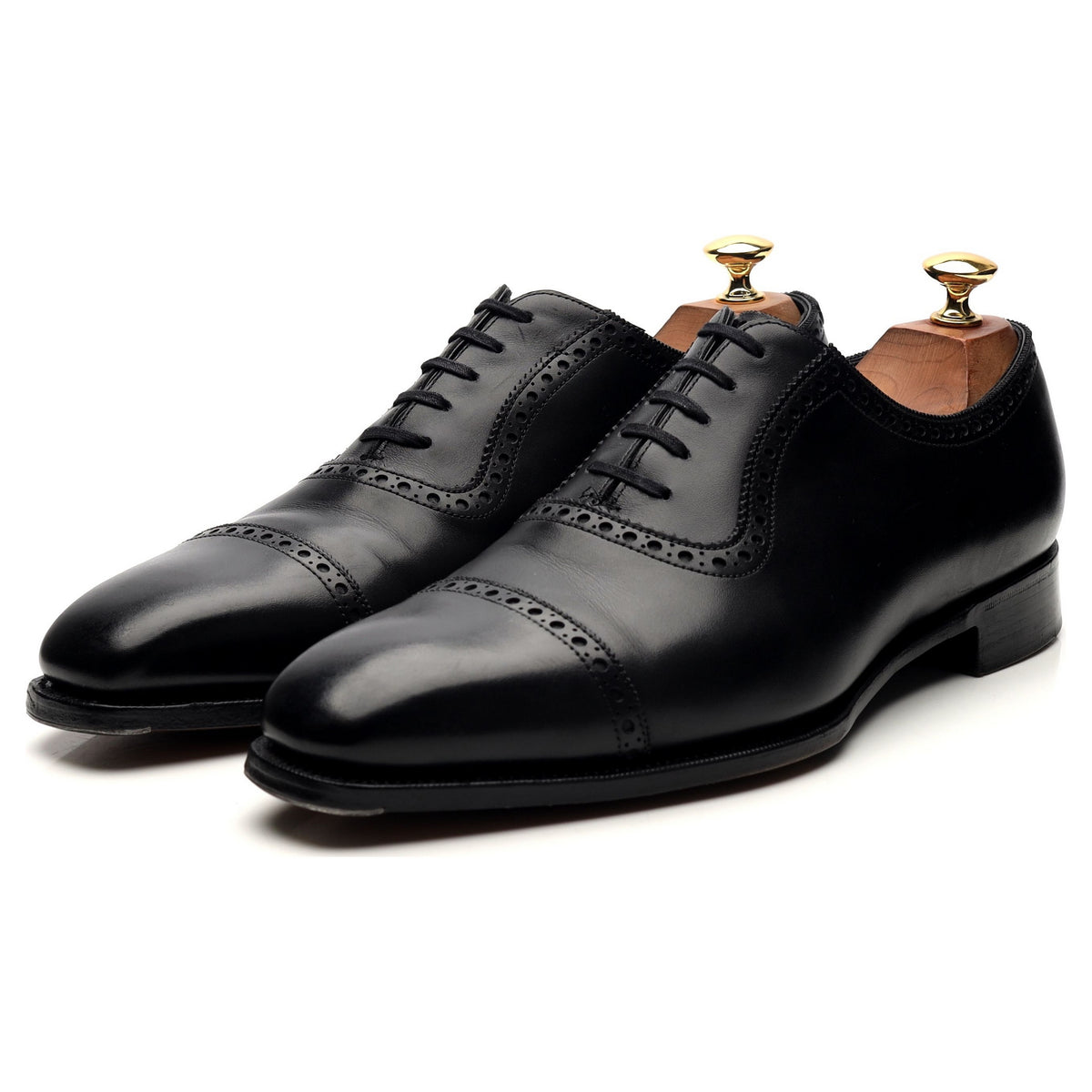 Black Leather Oxford Semi Brogues UK 9 E