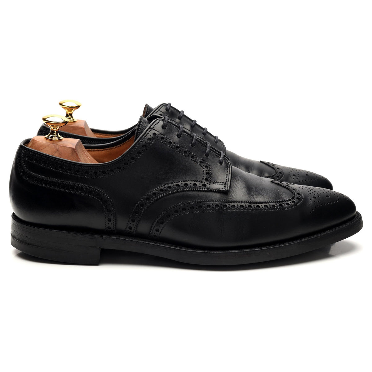 &#39;Swansea&#39; Black Leather Derby Brogue UK 10 E